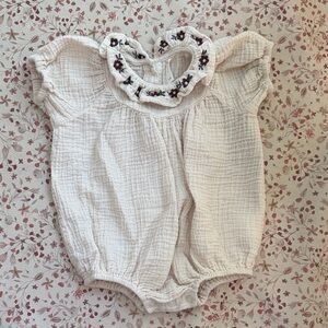 Rylee and Cru Romper with Floral Embroidery
